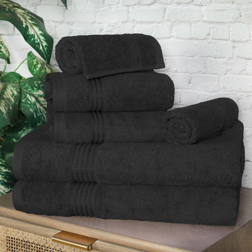 Heritage Egyptian Cotton 6 Piece Solid Towel Set - Black