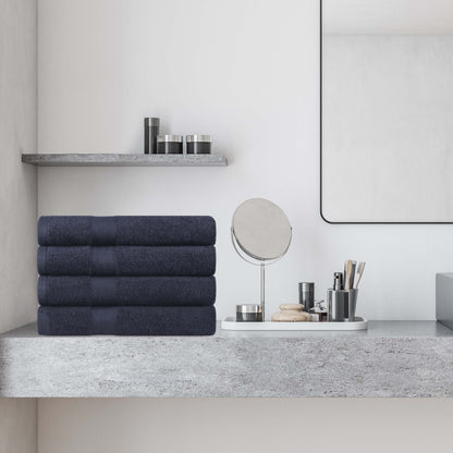 Kendell Egyptian Cotton 4 Piece Bath Towel Set with Dobby Border - Blue Nile Mills