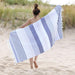 Meera Stripe Fouta 2 Piece Beach Towel Set with Tassels - Black