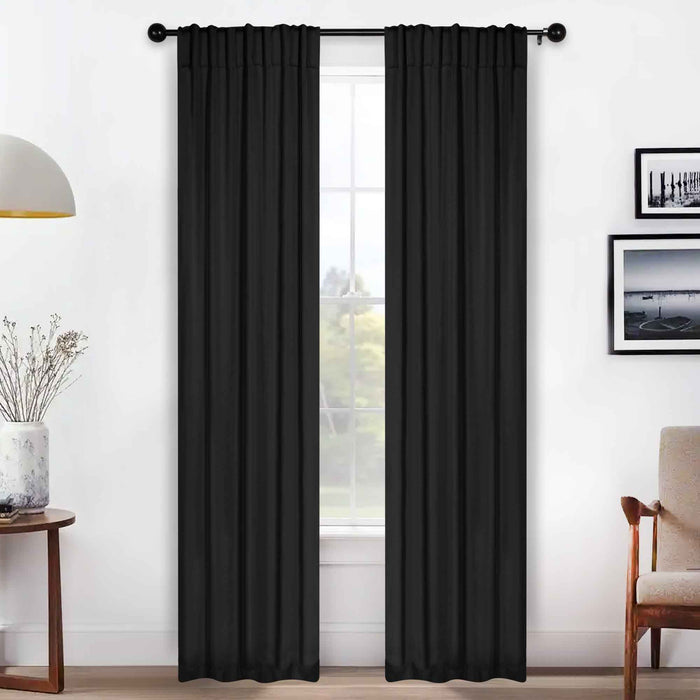 Solid Room Darkening Back Tabs Blackout Curtains, Set of 2