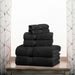 Egyptian Cotton Pile Plush Heavyweight Absorbent 6 Piece Towel Set - Black