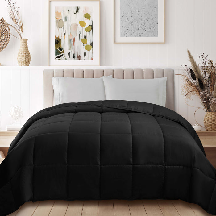Classic All-Season Reversible Down Alternative Comforter - Black