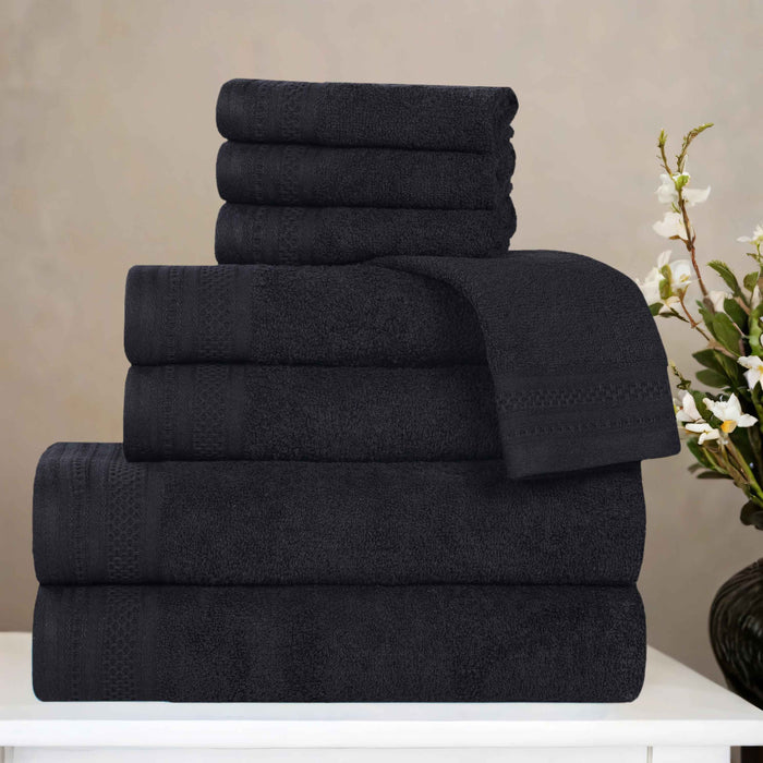 Honeycomb Textured Waffle Border Luxury Cotton 8 Piece Towel Set