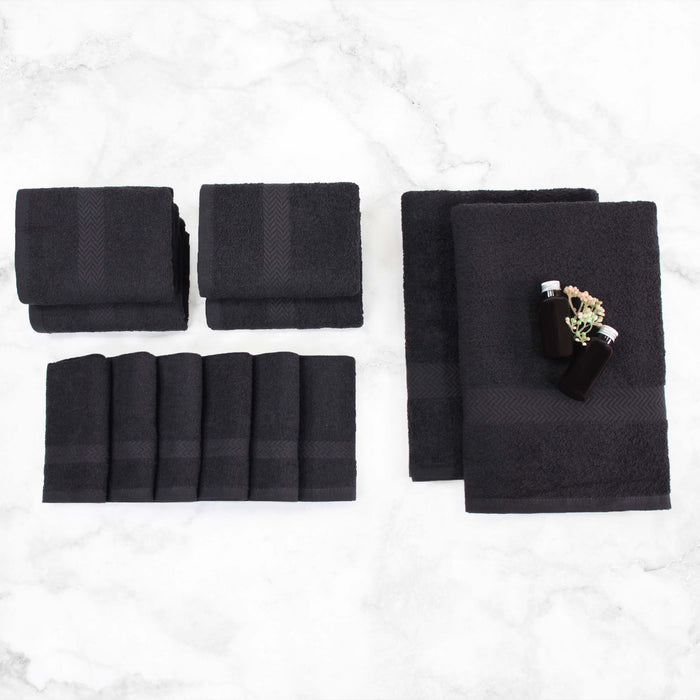 Franklin Cotton Eco Friendly 12 Piece Towel Set - Black