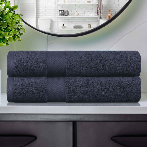 Kendell Egyptian Cotton Medium Weight Solid Bath Towel Set of 2 - Black