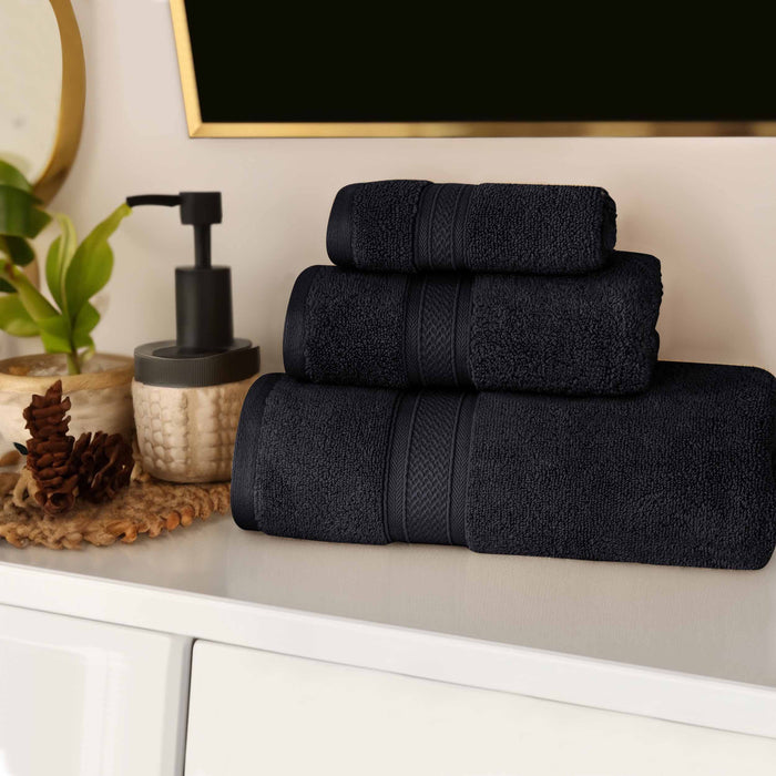 Zero Twist Cotton Elegant Soft Absorbent 3 Piece Solid Towel Set