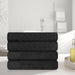 Turkish Cotton Jacquard Herringbone and Solid 4 Piece Bath Towel Set - Black