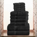 Egyptian Cotton Pile Solid 10-Piece Towel Set - Black