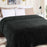 Boho Knit Jacquard Fleece Plush Fluffy Blanket - Black