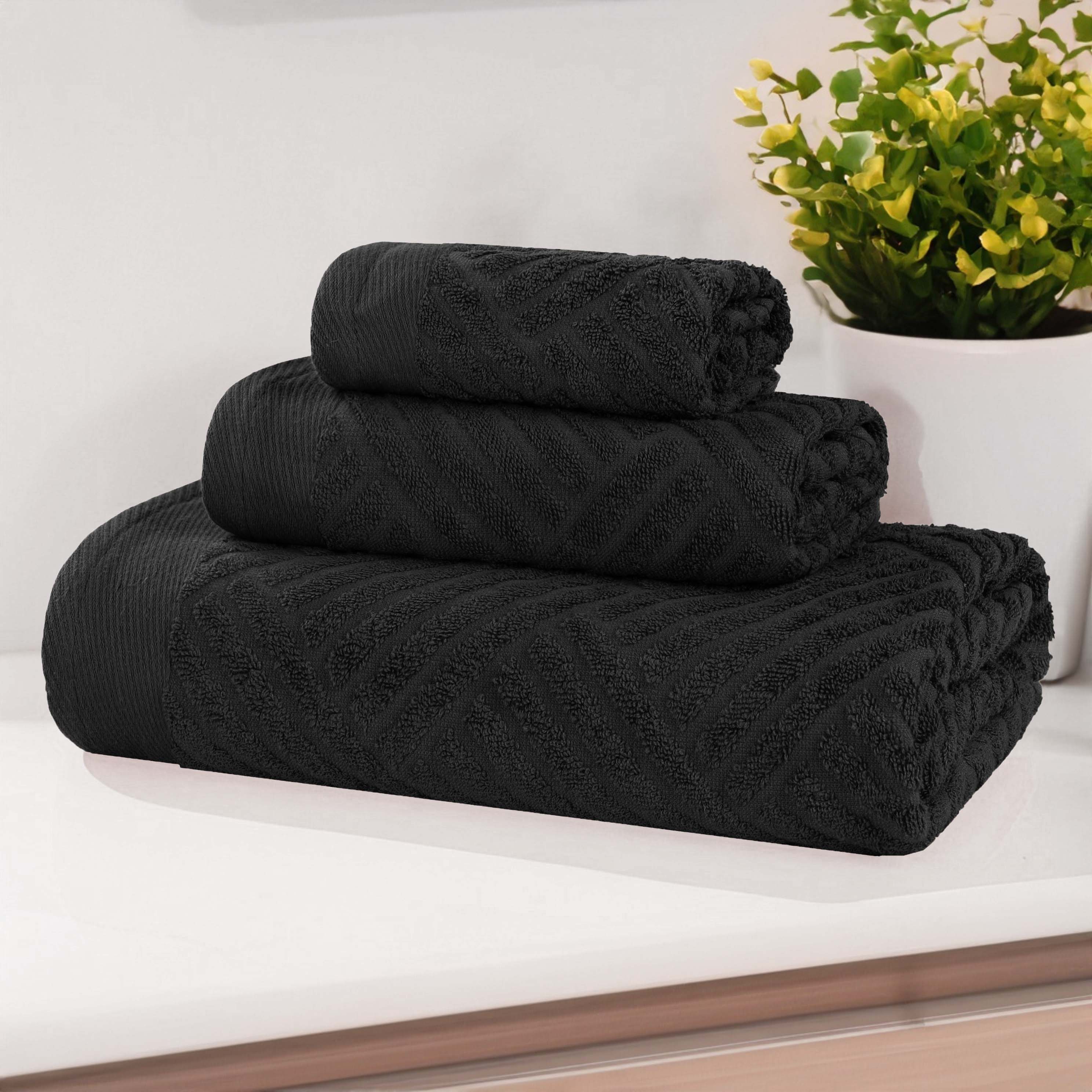 Basketweave Egyptian Cotton Jacquard 3 Piece Assorted Towel Set - Blue Nile Mills