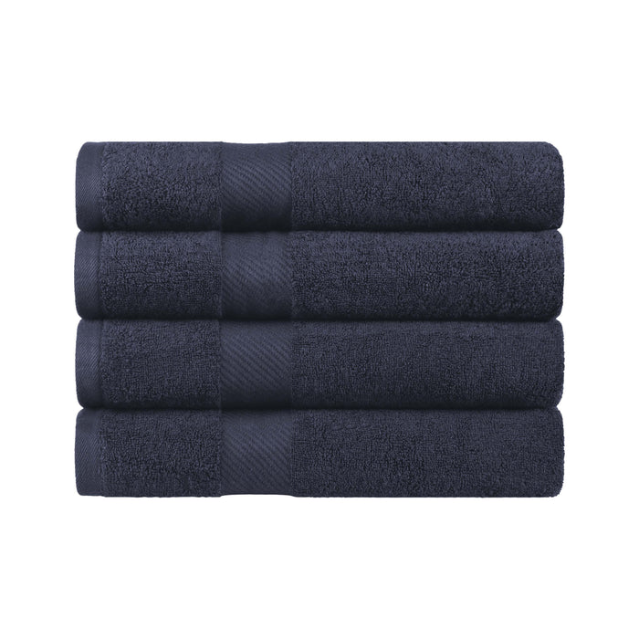 Kendell Egyptian Cotton 4 Piece Bath Towel Set with Dobby Border - Black