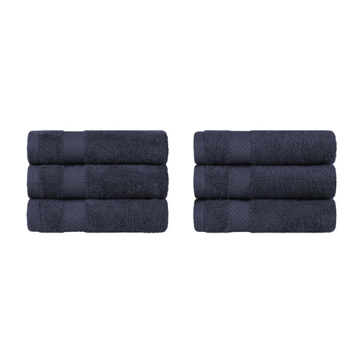 Kendell Egyptian Cotton 6 Piece Hand Towel Set with Dobby Border - Black