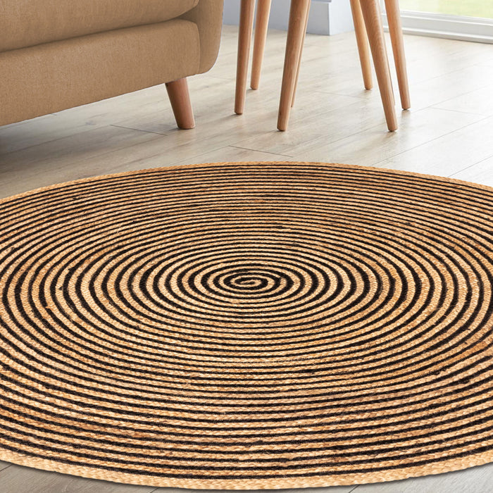 Braided Jute Reversible Handwoven Indoor Outdoor Area Rug - Black