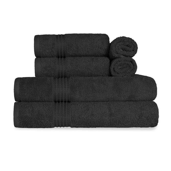 Heritage Egyptian Cotton 6 Piece Solid Towel Set - Black
