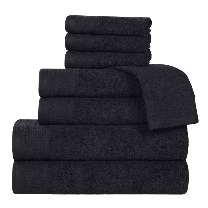 Honeycomb Textured Waffle Border Luxury Cotton 8 Piece Towel Set