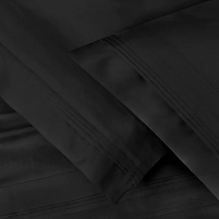1500 Thread Count Egyptian Cotton Solid 2 Piece Pillowcase Set - Black