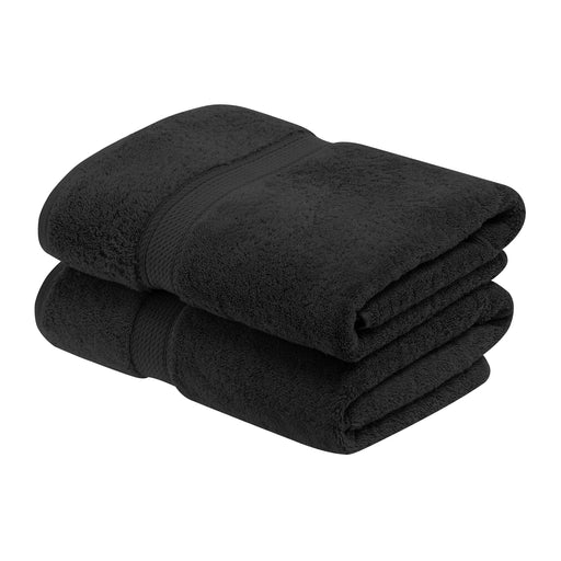 Egyptian Cotton Pile Plush Heavyweight Bath Towel Set of 2 - Black