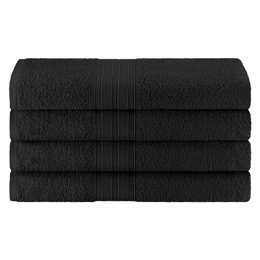 Cotton Eco-Friendly 4 Piece Solid Bath Towel Set - Black
