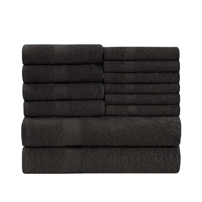 Franklin Cotton Eco Friendly 12 Piece Towel Set - Black