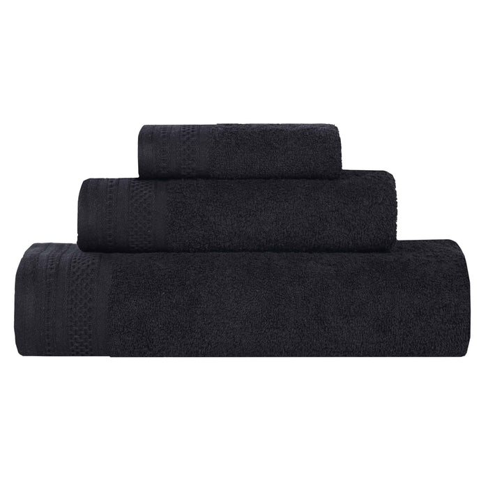 Honeycomb Textured Waffle Border Luxury Cotton 3 Piece Towel Set