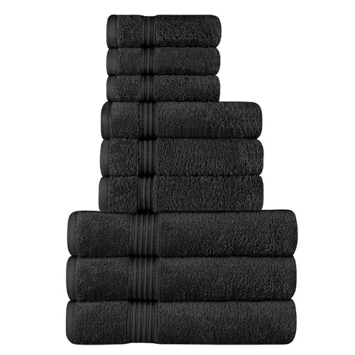 Egyptian Cotton Highly Absorbent Solid 9-Piece Ultra Soft Towel Set - Black