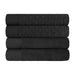 Turkish Cotton Jacquard Herringbone and Solid 4 Piece Bath Towel Set - Black