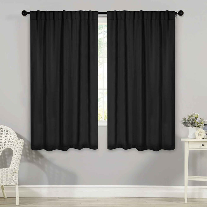 Solid Room Darkening Blackout Curtains with Back Tabs, Set of 2