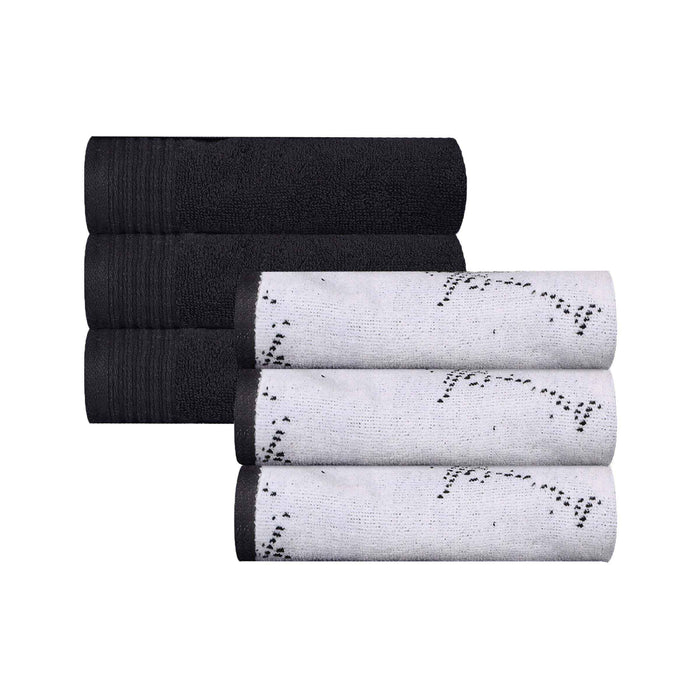Cotton Quick-Drying Solid and Marble Hand Towel Set of 6