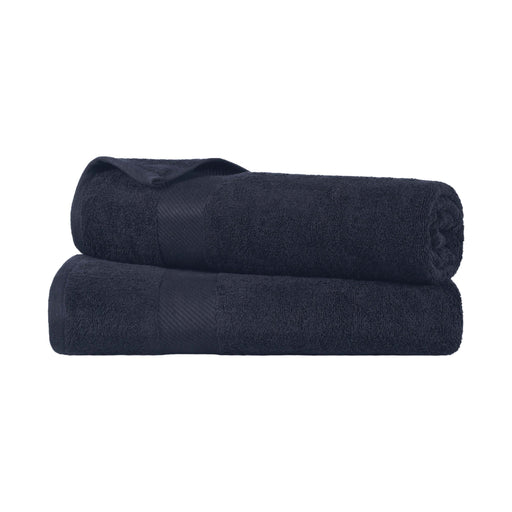 Kendell Egyptian Cotton 2 Piece Bath Sheet Set with Dobby Border - Black