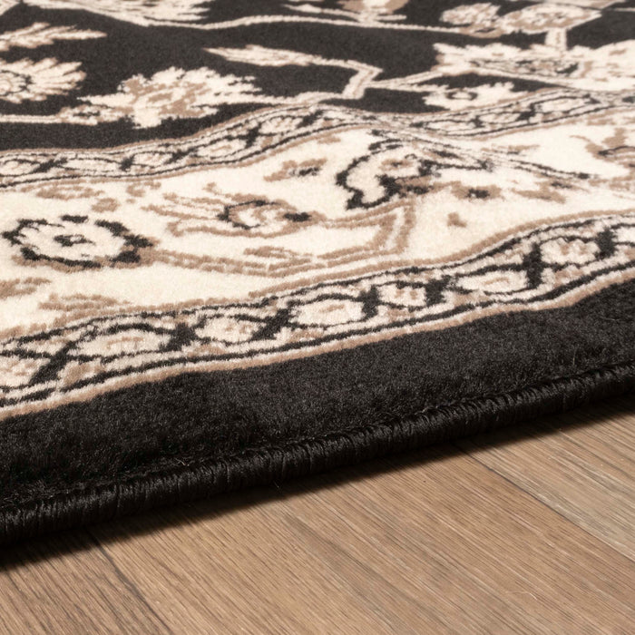 Kingfield Traditional Floral Indoor Area Rug Or Runner Rug - Black