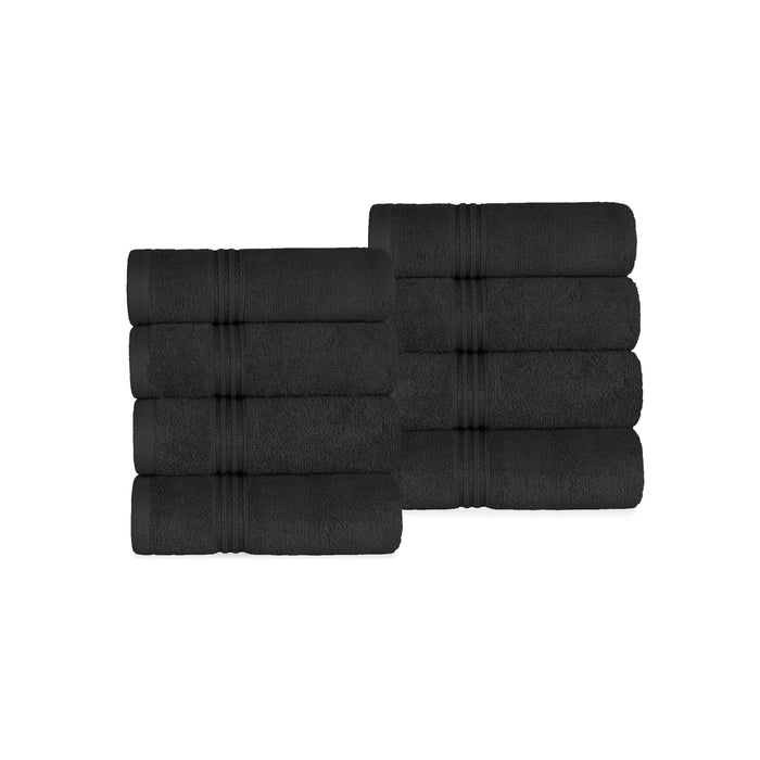 Egyptian Cotton 8 Piece Solid Hand Towel Set - Black