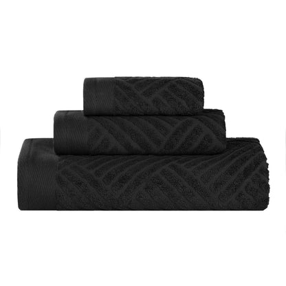 Basketweave Egyptian Cotton Jacquard 3 Piece Assorted Towel Set - Blue Nile Mills