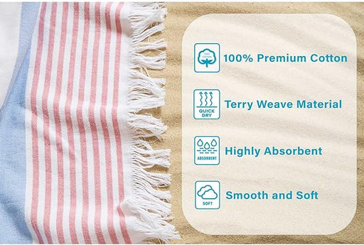 Meera Stripe Fouta 2 Piece Beach Towel Set with Tassels - Black