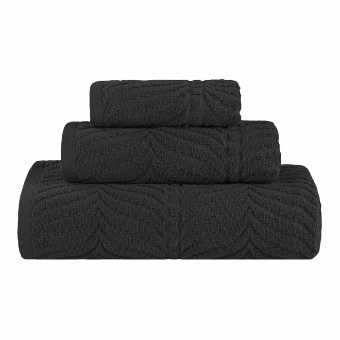 Zero Twist Cotton Elegant Chevron 3 Piece Jacquard Towel Set