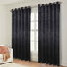 Leaves Grommet Room Darkening Blackout Curtains, Set of 2 - Black