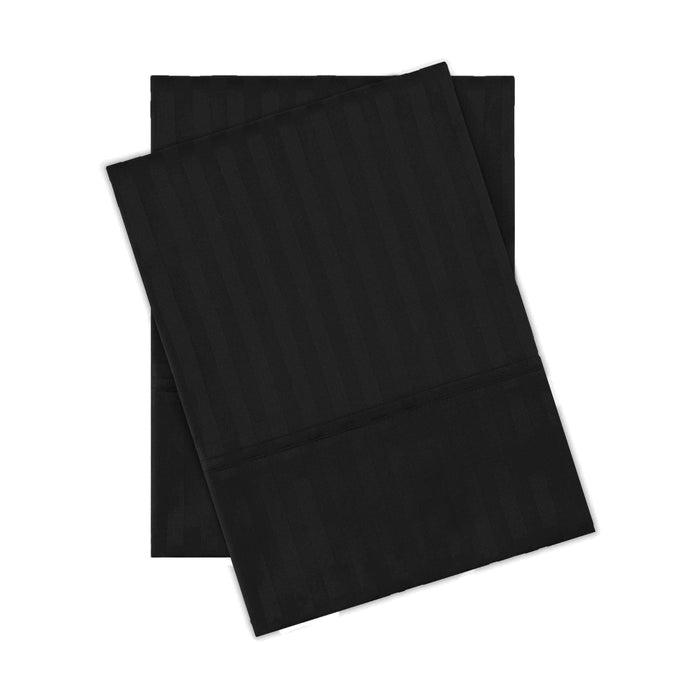 Egyptian Cotton 300 Thread Count 2 Piece Striped Pillowcase Set - Black