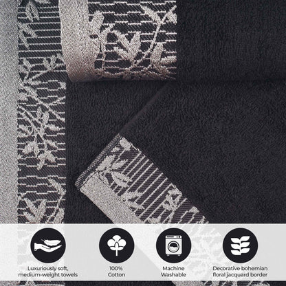 Wisteria Cotton Floral Embroidered Jacquard Border 8-Piece Towel Set - Blue Nile Mills