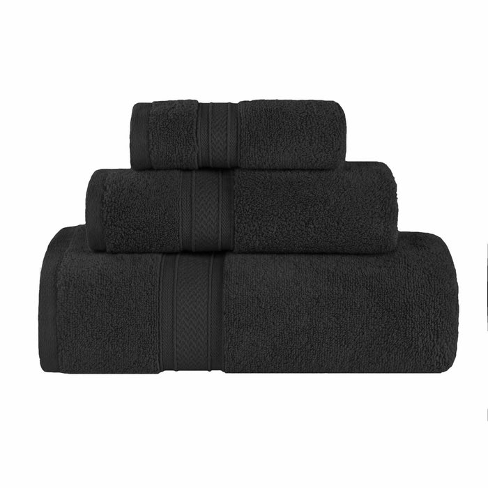 Zero Twist Cotton Elegant Soft Absorbent 3 Piece Solid Towel Set