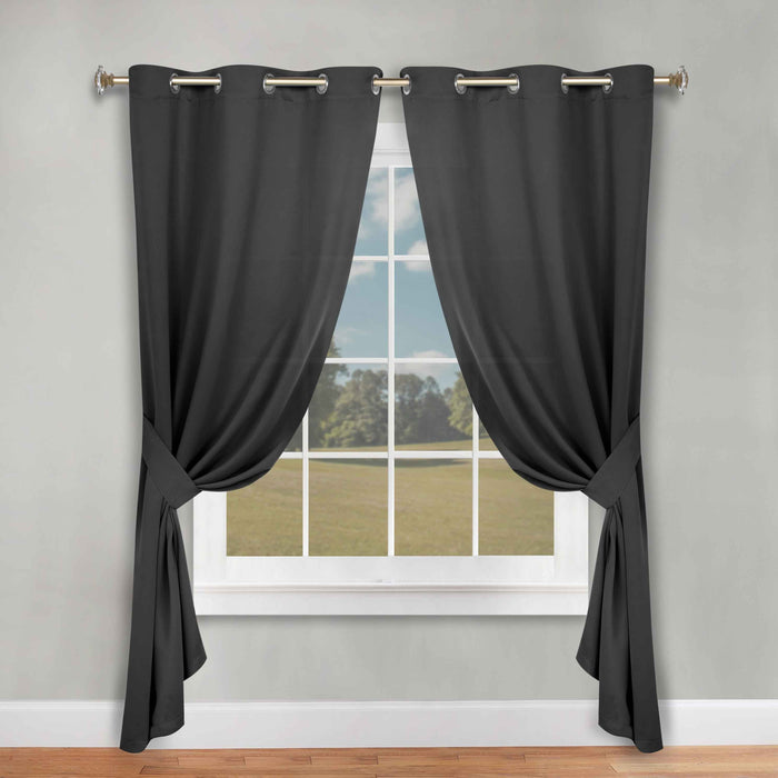 Solid Machine Washable Room Darkening Blackout Curtains, Set of 2