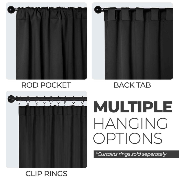 Solid Room Darkening Back Tabs Blackout Curtains, Set of 2