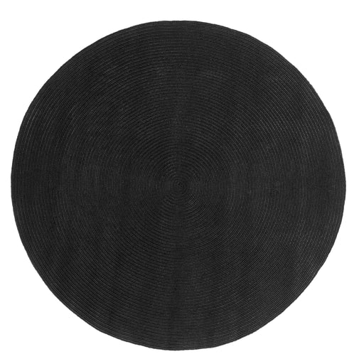 Bohemian Indoor Outdoor Rugs Solid Braided Round Area Rug - Black