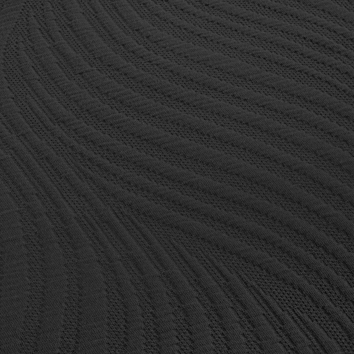 Cascade Cotton Jacquard Matelassé 3-Piece Bedspread Set - Black