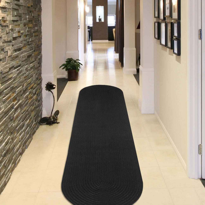 Classic Braided Area Rug Indoor Outdoor Rugs Oval - Black