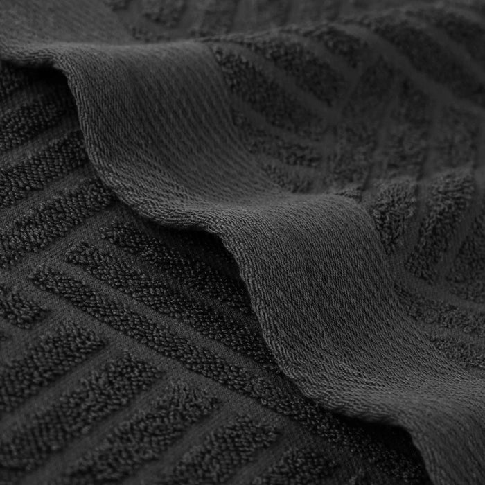 Basketweave Jacquard and Solid 6-Piece Egyptian Cotton Towel Set - Black