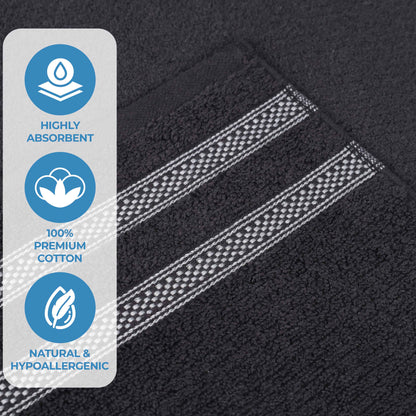 Zero Twist Cotton Ribbed Geometric Border Plush 9 Piece Towel Set - Blue Nile Mills