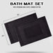 Cotton 2 Piece Greek Key Border Super Absorbent Bath Mat Set - Black