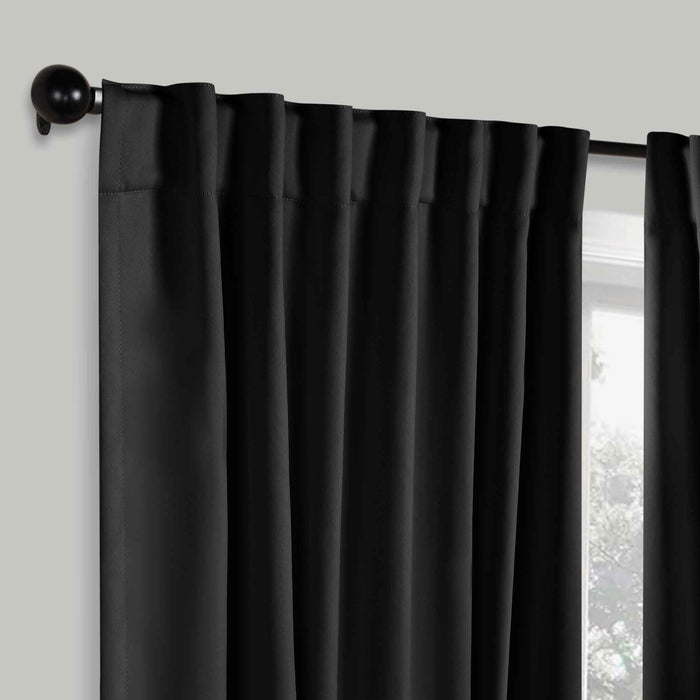 Solid Room Darkening Back Tabs Blackout Curtains, Set of 2