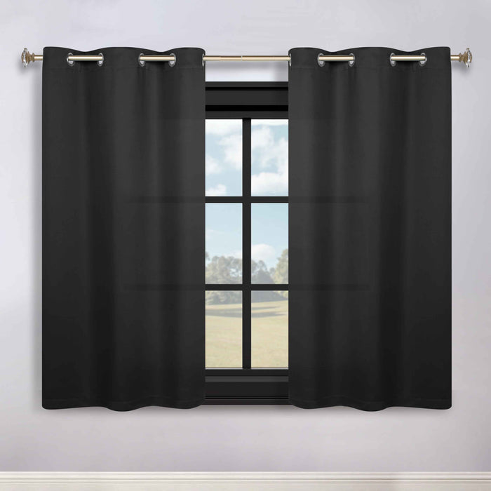 Solid Machine Washable Room Darkening Blackout Curtains, Set of 2