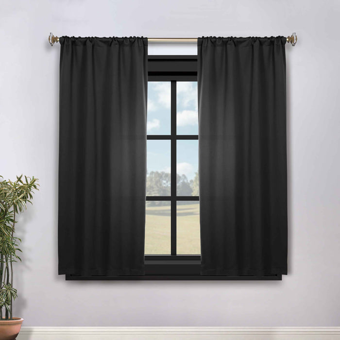 Solid Machine Washable Room Darkening Blackout Curtains, Set of 2