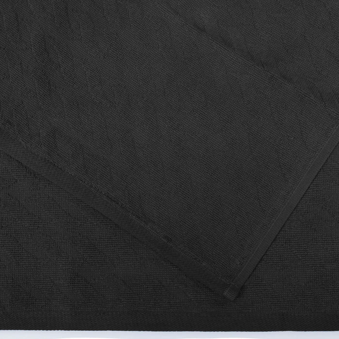 Turkish Cotton Jacquard Herringbone and Solid 12 Piece Face Towel Set - Black